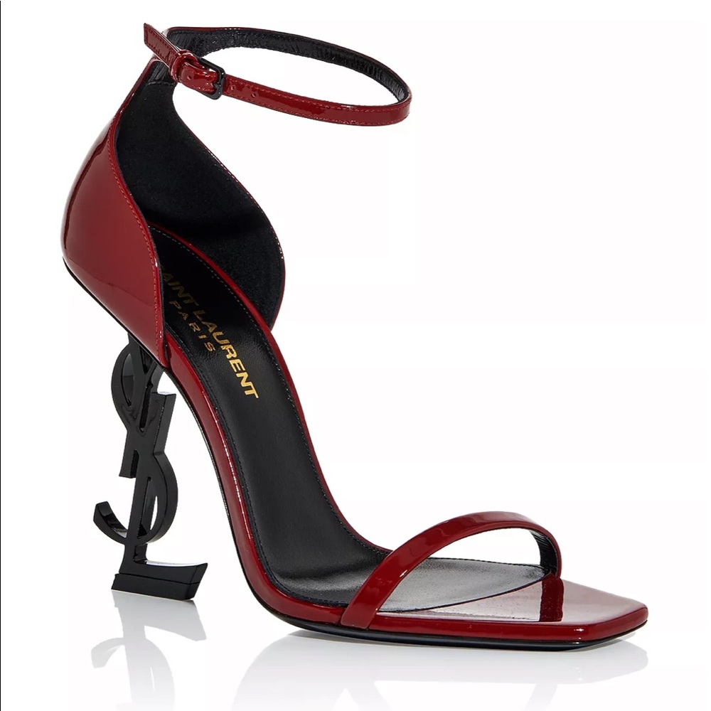 Saint Laurent Opyum Logo Patent-Leather High Heel Sandals
